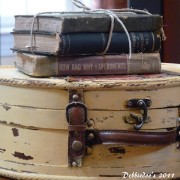 painted trunk with burlap