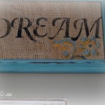 stenciled burlap artwork