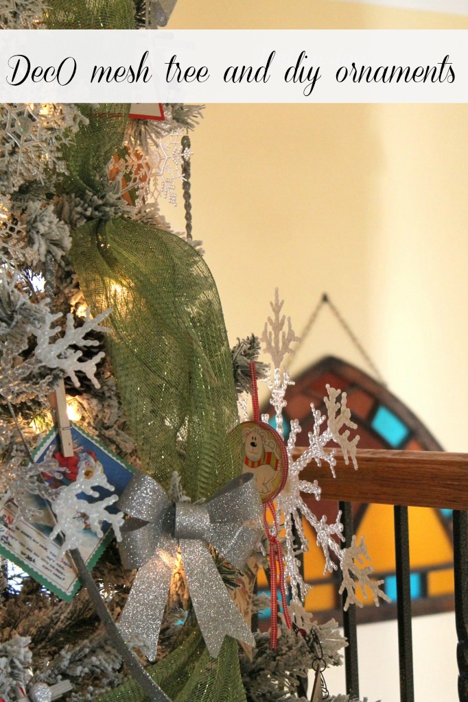 deco mesh tree with diy ornaments
