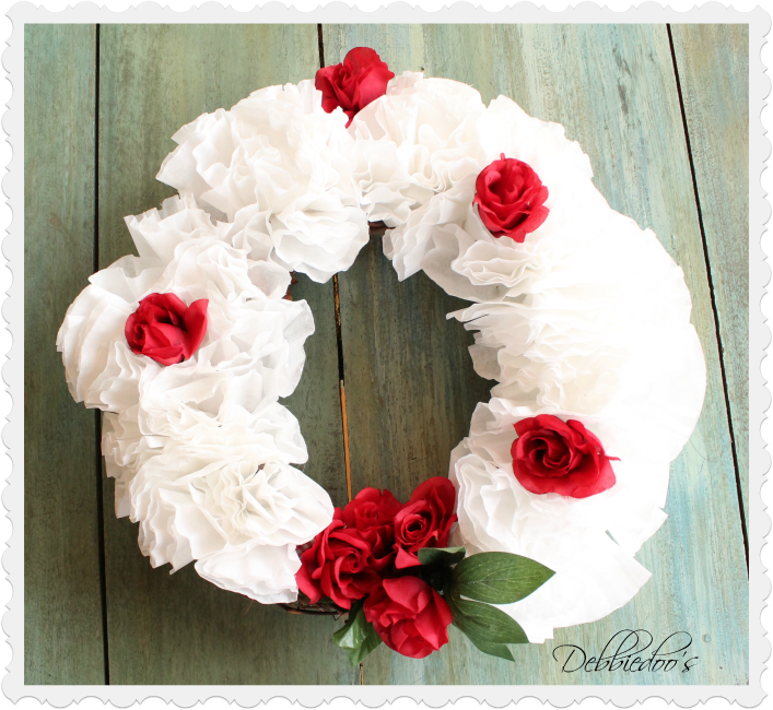 Valentines coffee filter wreath