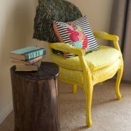 Tree Stump End Table By Chair