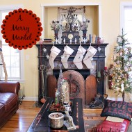 Rustic Christmas mantel with a touch of whimsy