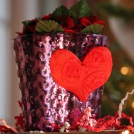 vignettes and valentines decor in the family room