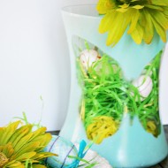 Dollar tree spray painted vase with foam butterfly silhoutte 016