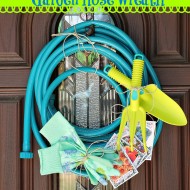 Spray painted garden hose wreath