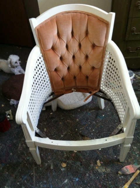 Vintage cane back chair makeover - Debbiedoos