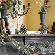 Winter mantel decorating