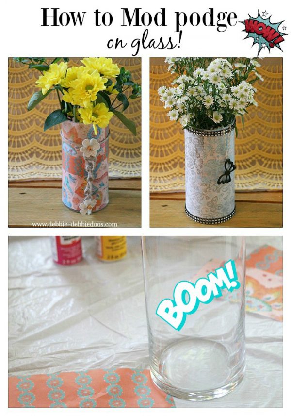 How to mod podge on glass - Debbiedoos